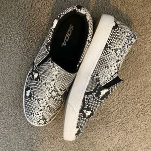 snakeskin slip ons!